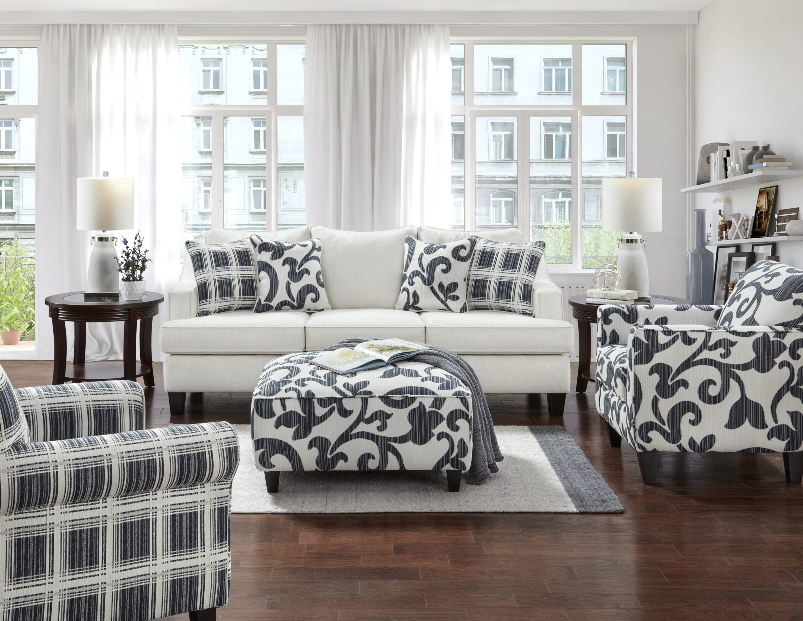 Stanza Navy Accent Ottoman